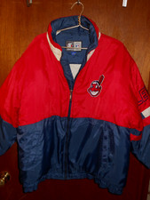 Starter Vintage 90's Cleveland Indians MLB Puffer Jacket Coat Chief Wahoo Men Lg