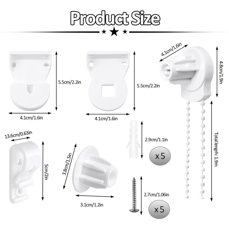 Roller Blind Fittings Kit, Roller Blinds Brackets with Beaded Chain