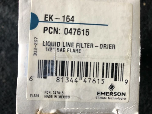 NEW* EMERSON EK-164, LIQUID LINE FILTER DRIER 1/2"  