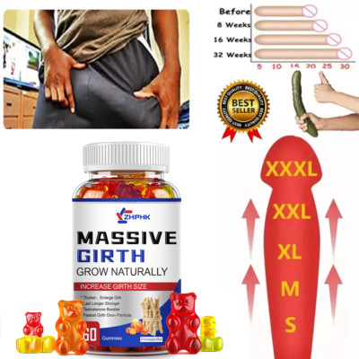 #1 BEST-MALE ENLARGER THICKER LONGER BIGGER 4'' GROWTH ENLARGEMENT 60 GUMMIES