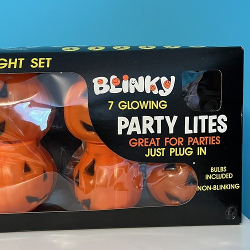 Vintage Blow Mold Blinky Glowing Party Lites Pumpkins String Lights 1988 - Picture 5 of 9