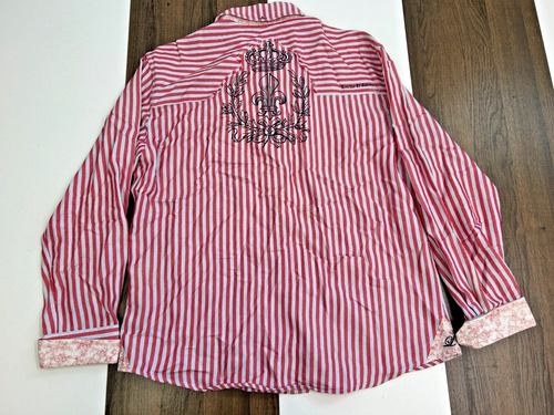 English Laundry Christopher Wicks Mens XL Red Striped Button Shirt - Picture 10 of 13