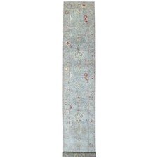 2'10" x 17' Gray Afghan Angora Oushak Hand Knotted Wool XL Runner Rug R70118