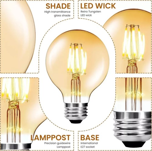 E27 LED Edison Vintage Glühbirne Filament Lampe Retro Nostalgie Warmweiß Leuchtm - Bild 36 von 39