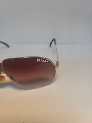 VINTAGE FERARRI FOLDING SUNGLASSES BROWN ZIP UP CASE 1980 display picture 2
