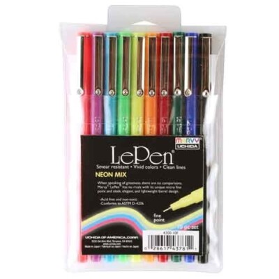 専用セット Marvy Uchida Le Pen Mirco Plastic Tip X-Fine Neon/Basic Mix Set/10