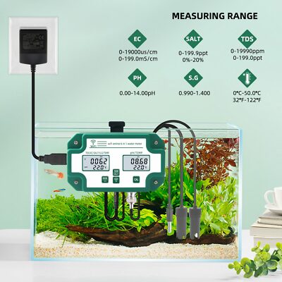 6in1 Wifi Wasserqualitätstester Multiparameter-Wasseranalysator H/EC/TDS/SALT/SG