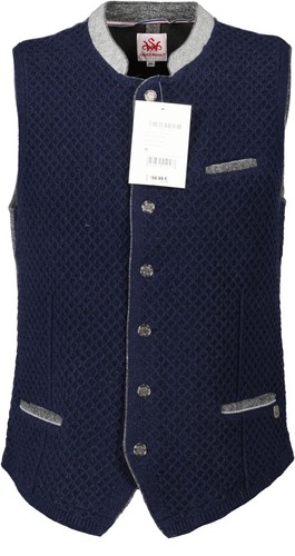 NEU! Spieth & Wensky Herren Trachtenweste 'Wisam' dunkelblau, grau Gr. 50
