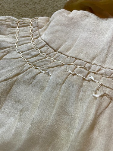 Antique Victorian Edwardian Baby Christening Baptismal Silk Jacket Ivory Coat - Picture 10 of 11