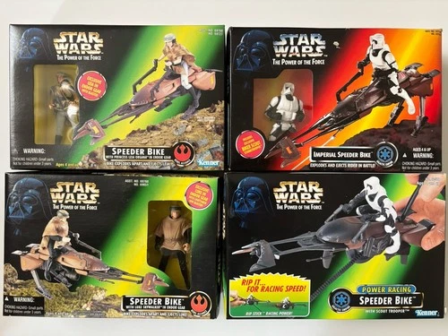 Lot Of Star Wars Power Of The Force Speeder Bikes NIB Skywalker Leia Troopers