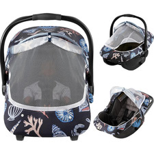 Baby Car Seat Cover, 2-In-1 Breathable Carseat Shade Protection Mosquito Net,