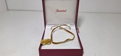 Baccarat Halskette Kristallglas Hortensie gelb Blume Anhänger Choker Gold 750