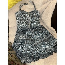 Guess Tayna Blue Animal Print Chiffon Dress Straps Or Strapless Size 10 D3