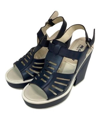 JIL SANDER NAVY Cutwork leather sandals navy | eBay
