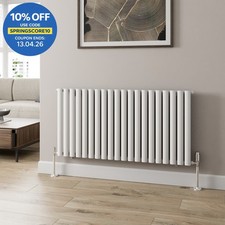 Designer Radiator Horizontal White Oval Column Rads Single Panel 600x1200mm