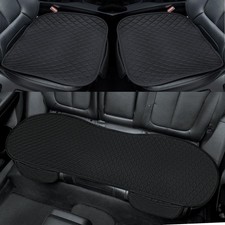 Linen Car Seat Covers 2 Front Bottom Seat Covers 1 Rear Bench Seat Cover Black