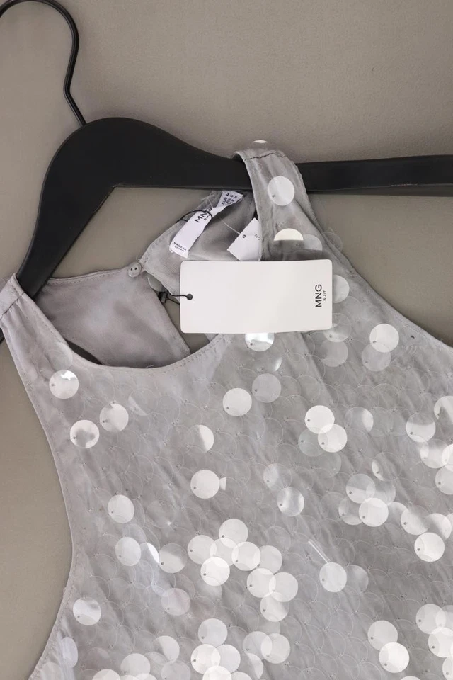 Mango Abendkleid Regular Kleid für Damen Gr. 38, M neu mit Etikett Ärmellos grau - Bild 3 von 4