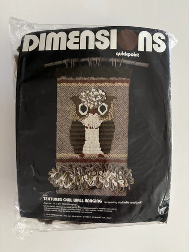 Owl Wall Hanging Kit Dimensions New Big Eyes Boho Retro VTG 70s MCM