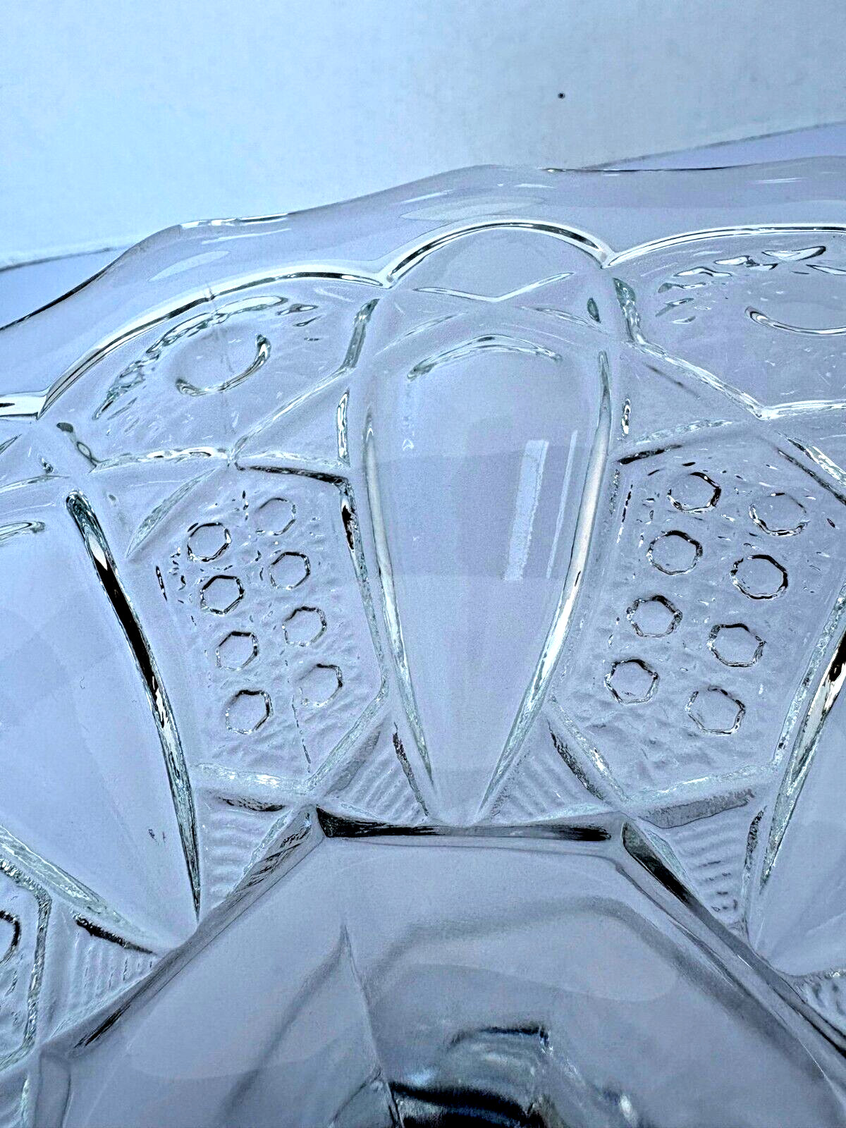 Vtg LE Smith Quintec Cake Plate Stand Hobstar Cane Button Pedestal 12" Line #317