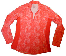 adidas women's coral print stretch 1/4-zip long-sleeved golf shirt Sz M