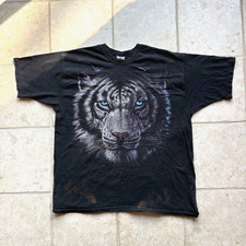 Vintage 1997/1998 Liquid Blue White Tiger All Over Print T Shirt XXL Made in USA