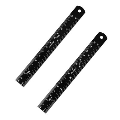 Zotemo Metal Ruler 6 Inch, 2 Pack - Double Scale mm/inch Laser Etched - Small...