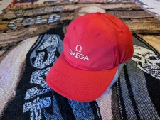 OMEGA Vintage Authentic Red Cap hat exclusive given Swiss Watch One Size