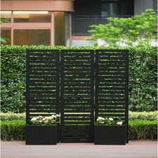 3 Panel Metal Garden Bed Planter Privacy Screen Outdoor Garden Divider Fence UK