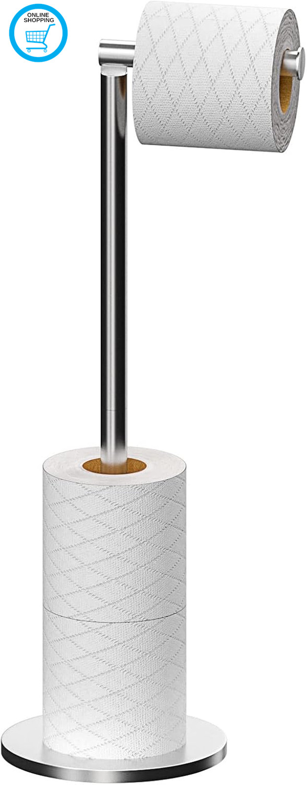 Toilet Roll Holder Free Standing Toilet Paper Holder Stand with Reserve, Stainle