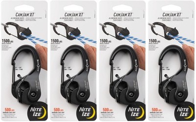 Nite Ize CamJam XT Aluminum Rope Tightener, Large - 500 lb Load Limit (4-Pack)