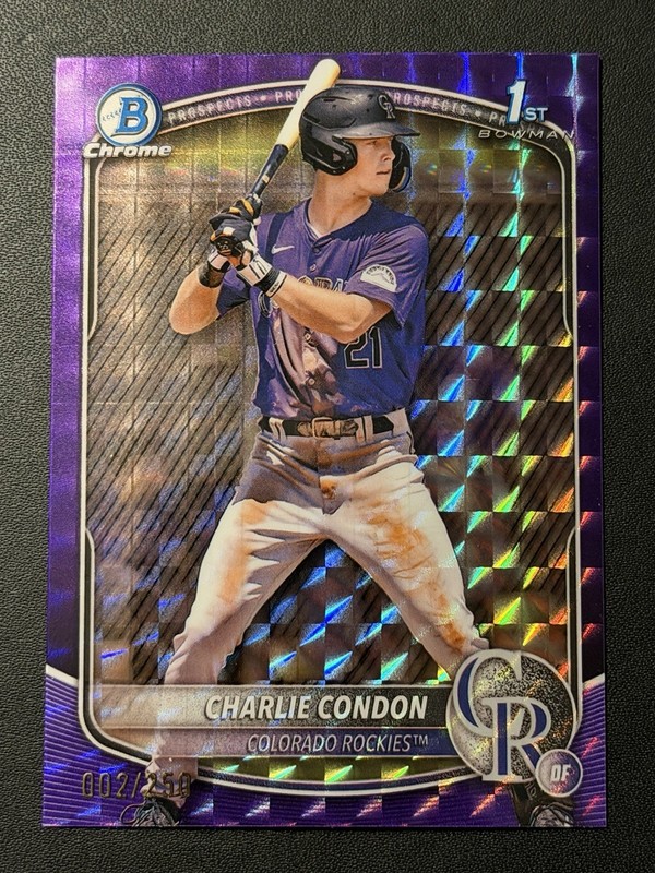 2025 Bowman - Chrome Charlie Condon #BCP-75 Purple Geometric Refractor /250 (RC)
