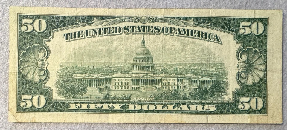 1950 E FIFTY DOLLAR STAR NOTE ~ F 2112 L* ~ $50.00 FRN ~ - Image 2 of 2