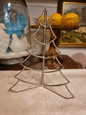 Clear Leaded Glass Three Sided Christmas Tree With Snowflakes