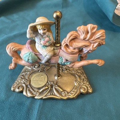 American Carousel Horse by Tobin Fraley 3rd Edition Brass Stand Coin Inlay Sign