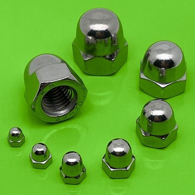 HUTMUTTER HOHE FORM EDELSTAHL A2 DIN 1587 ZIERMUTTER M3 M4 M5 M6 M8 M10 M12 V2A