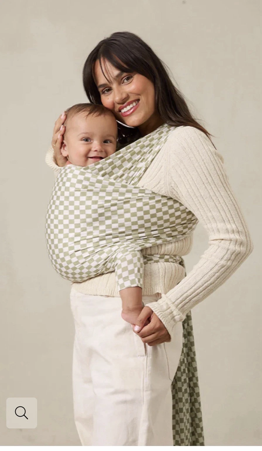 Solly Baby Wrap Carrier Sage Chequer NEW