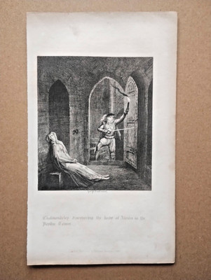 Cholmondeley Discovering Alexia's Body in the Tower - Antique Print - 1840