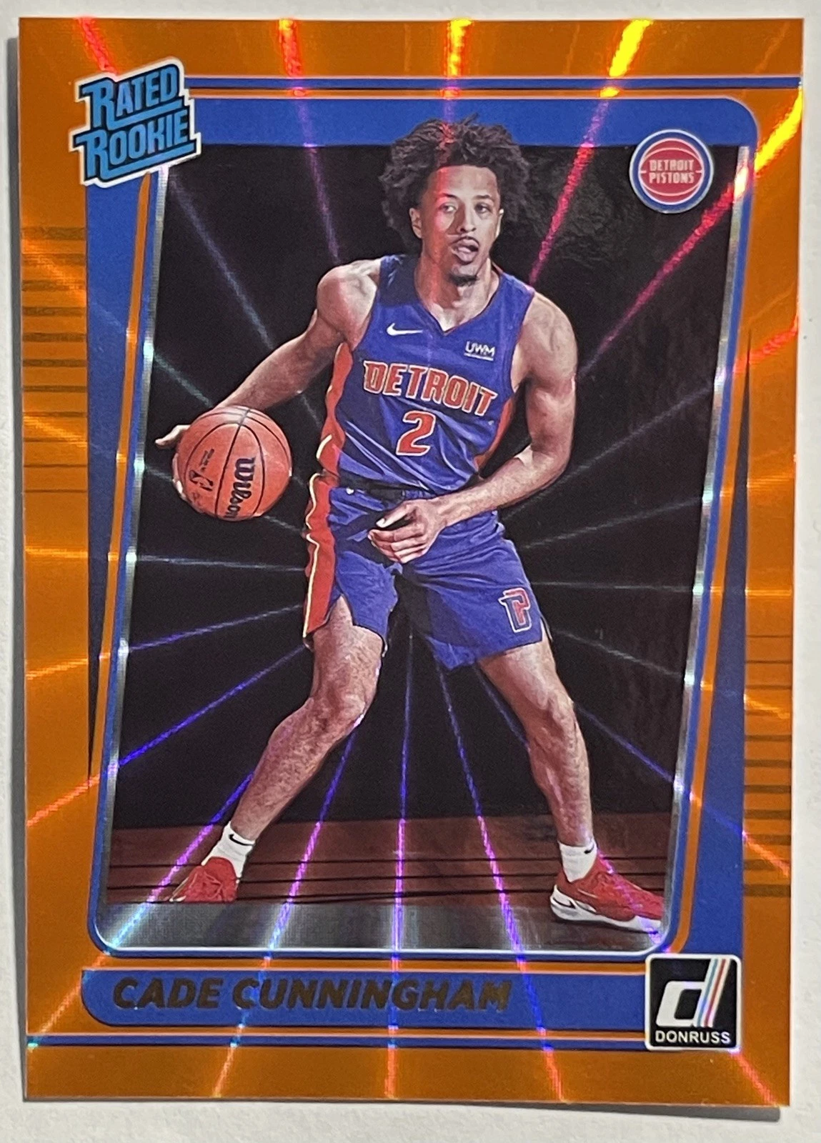 2021-22 Panini Donruss - Rated Rookie Cade Cunningham #211 Holo Orange Laser RC