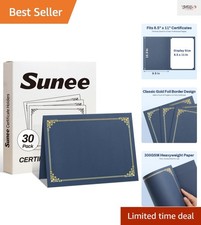Elegant Navy Blue Certificate Holders   30 Pack with Gold Foil Trimmed Borders