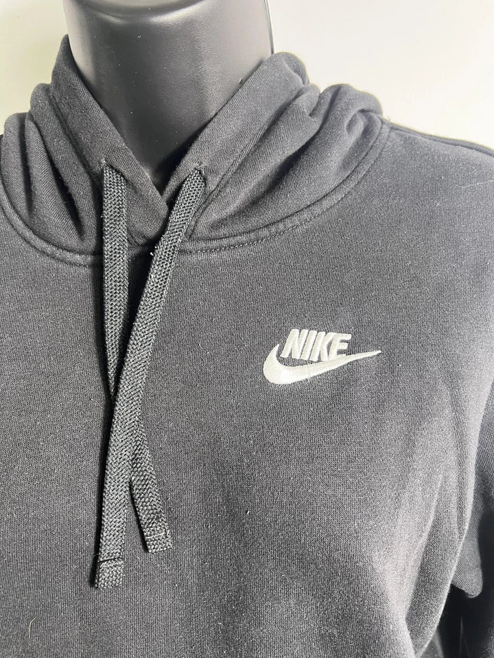 Nike Sudadera con Capucha Mujer XS Negro Pullover Swoosh Logo Canguro Bolsillo Foto 3 de 4