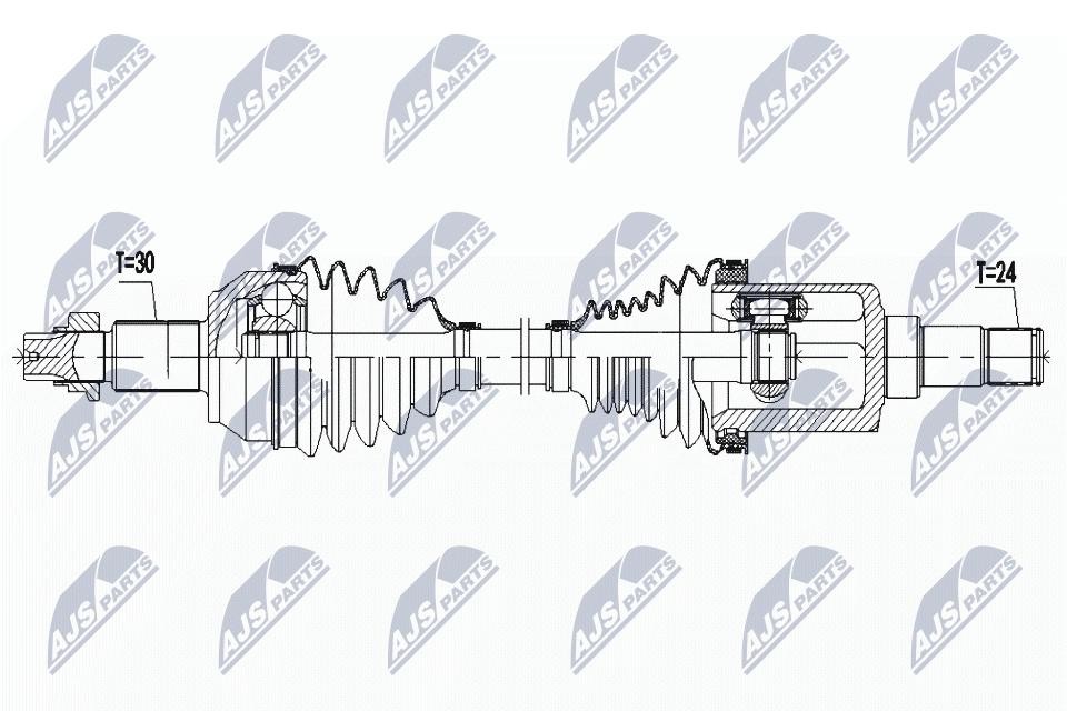 NTY NPW-MA-002 Drive Shaft For Maserati, Front Axle Right, 650 mm