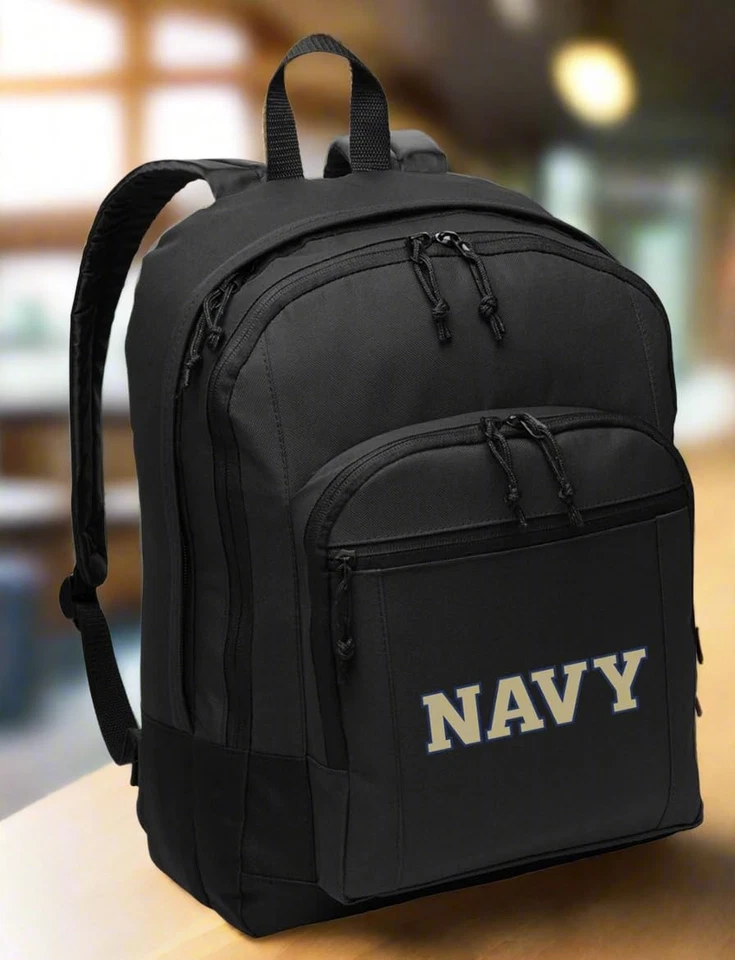 Mochila Naval Academy ESTILO CLÁSICO USNA Mochila Azul Marino Funda para Laptop Foto 2 de 4