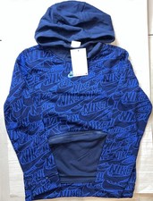 Nike Hoodie Boys Blue All Over Print AOP Zip Pocket Pullover Sweatshirt SIZE M