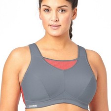 Glamorise Women's Plus Size Sport Elite Performance Camisole Bra Grey Coral 38F
