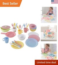 27-Piece Pastel Cookware Set, Plastic Dishes and Utensils for Play Kitchens, ...