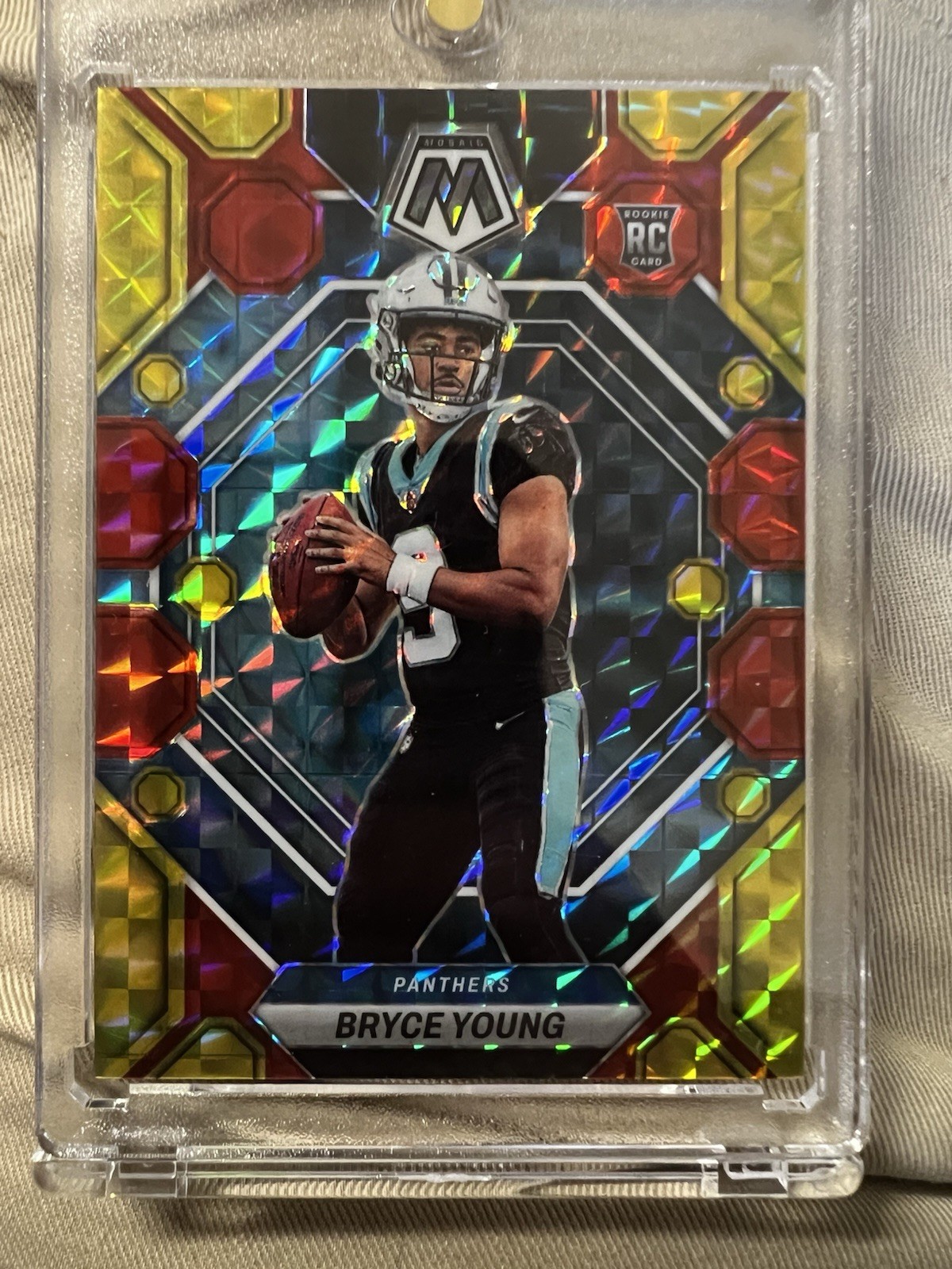 2023 Panini Mosaic Bryce Young Rookie NFL Debut Red Yellow Fusion /80
