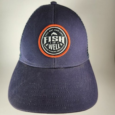 SIMMS Hat Cap Snapback Blue Fishing You Get One Life Fish It Well
