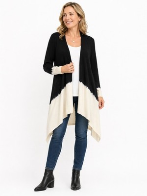 Blanc Noir Dip Dye Open Front Long Cardigan Sweater Medium New L100 NWT