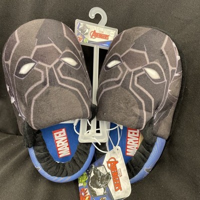 BLACK PANTHER MARVEL AVENGERS Boys Foam No Slip Plush Slippers Size 11/12 