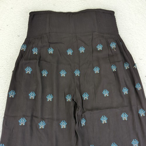 Sundance Women's Petite Medium Embroidered Wide Leg Palazzo Pants Boho Cropped - Picture 5 of 8
